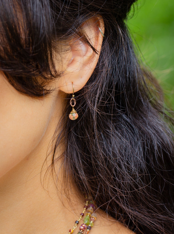 Dominion Unakite Briolette Simple Earrings