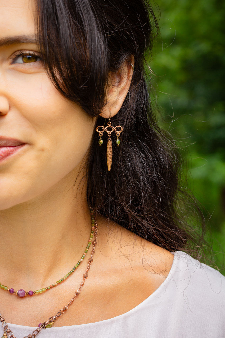 Dominion Unakite, Antique Copper Statement Earrings