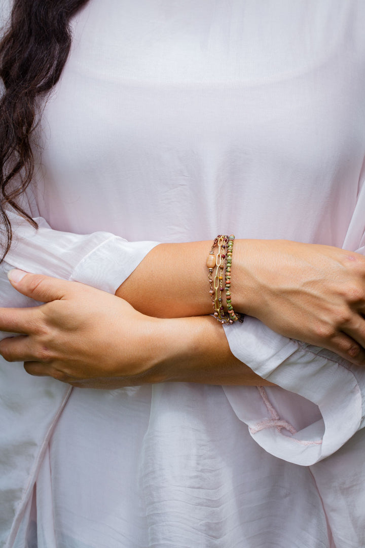 Dominion 7.5-8.5" Unakite, Mookaite Multistrand Bracelet