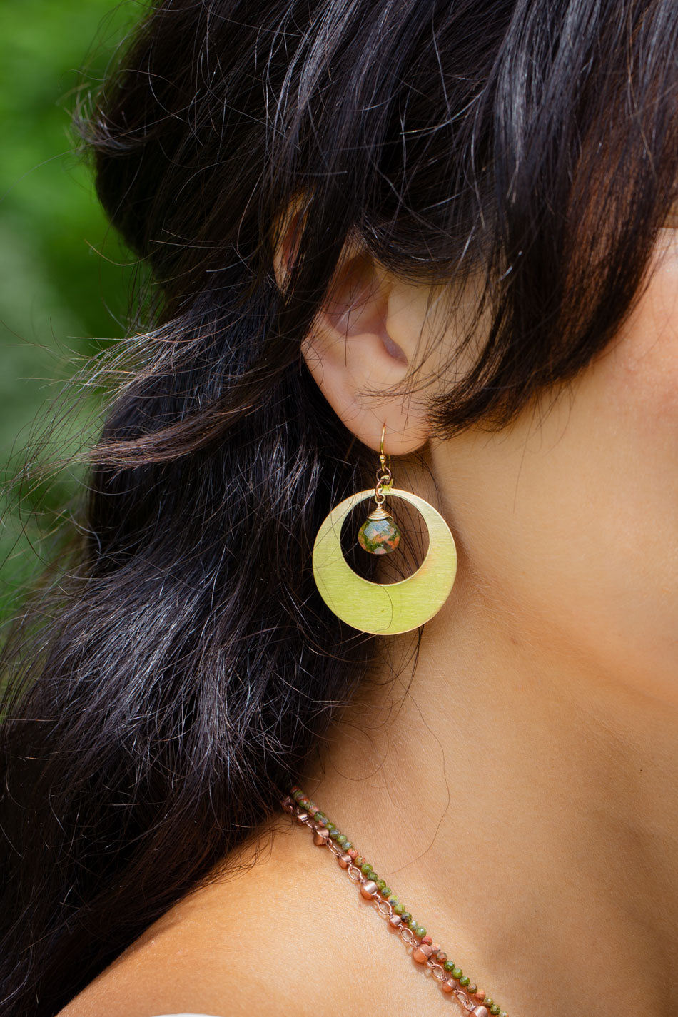 Dominion Brass With Unakite Statement Earrings