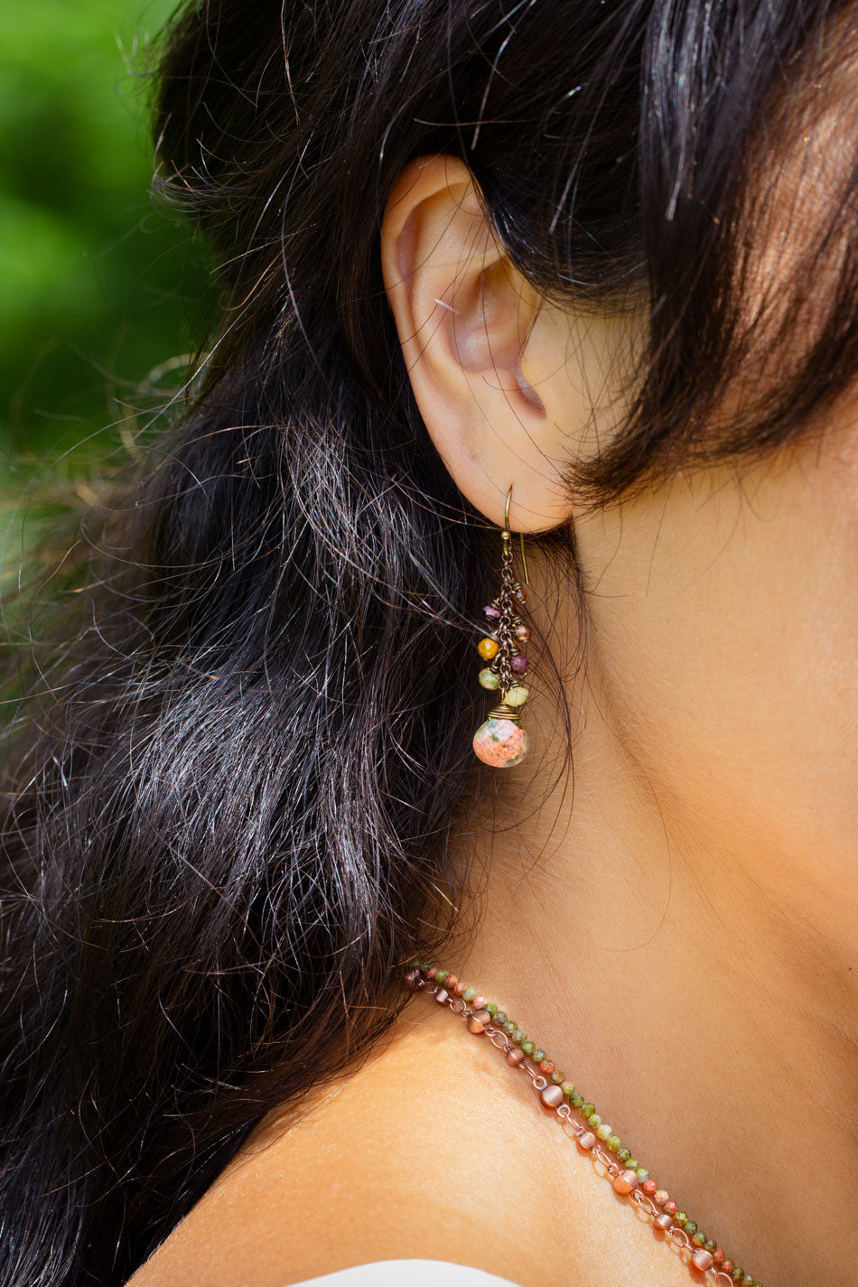 Dominion Unakite, Afghan Jade, Mookaite Cluster Earrings