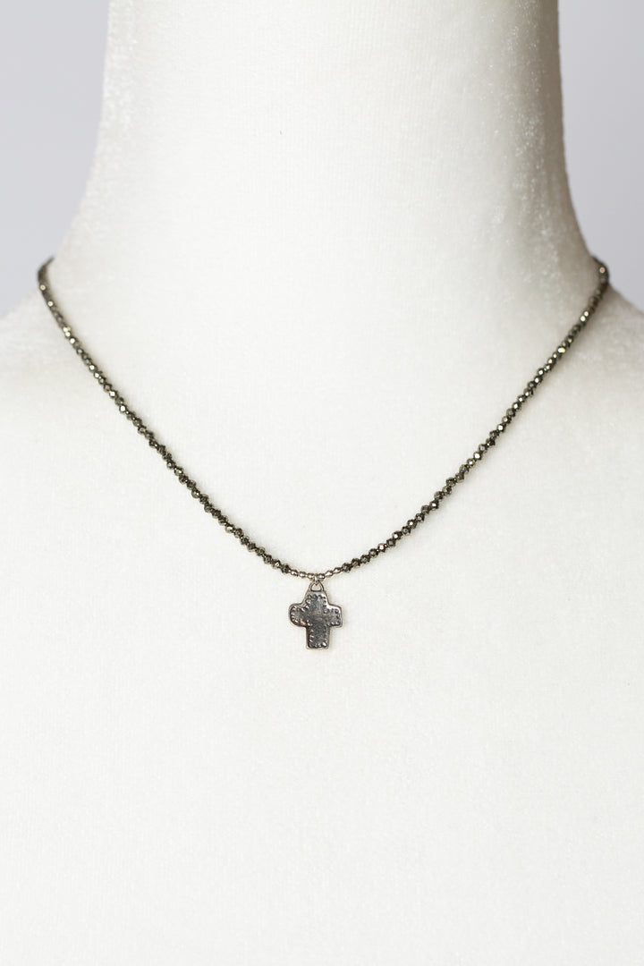 Dunes 15-17" Silver Cross Simple Necklace