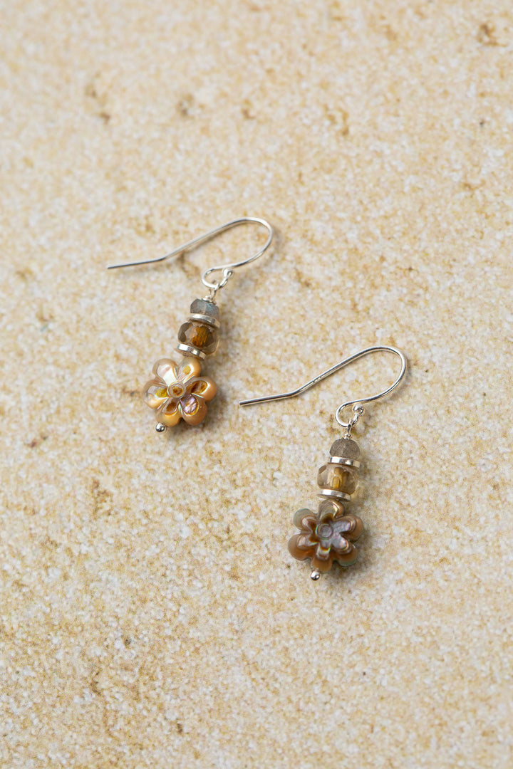 Dunes Czech Glass With Abalone Simple Earrings