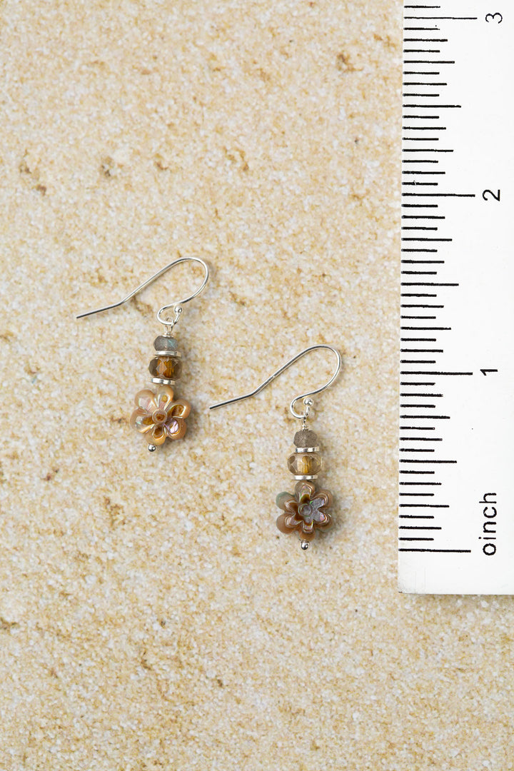 Dunes Czech Glass With Abalone Simple Earrings