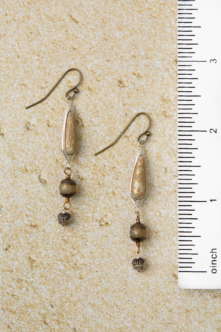 Dunes Czech Glass Herringbone Earrings
