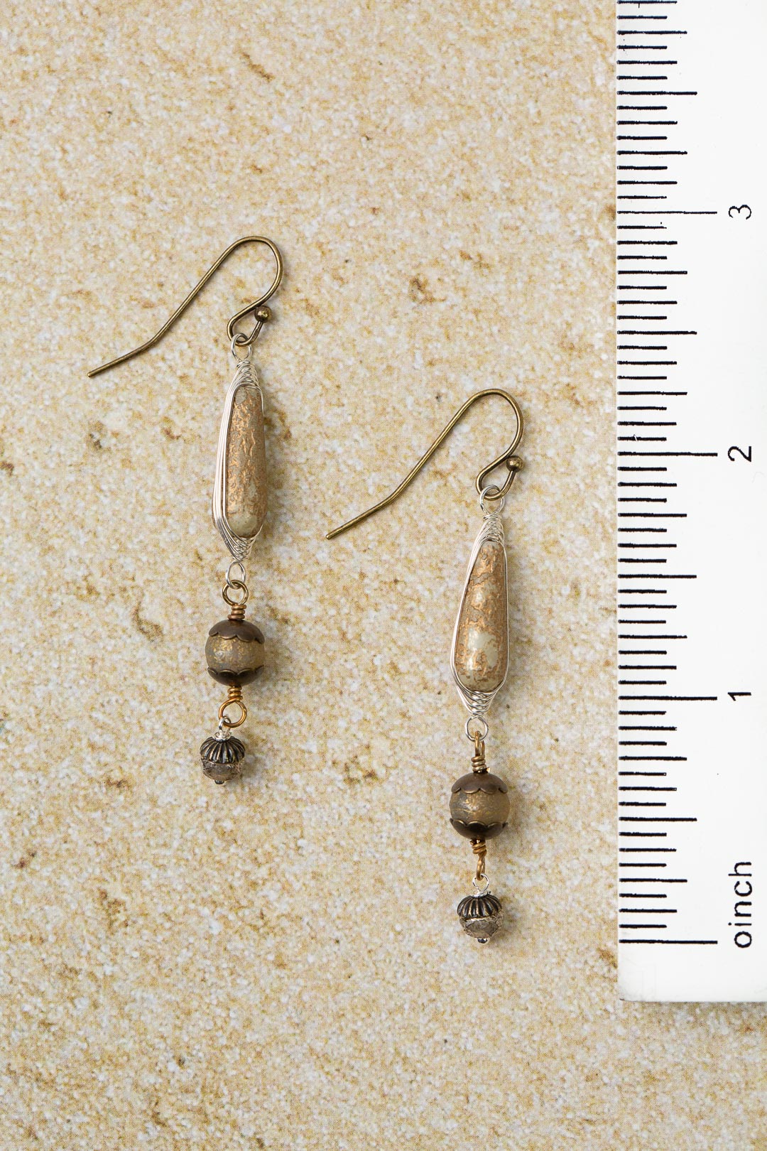 Dunes Czech Glass Herringbone Earrings