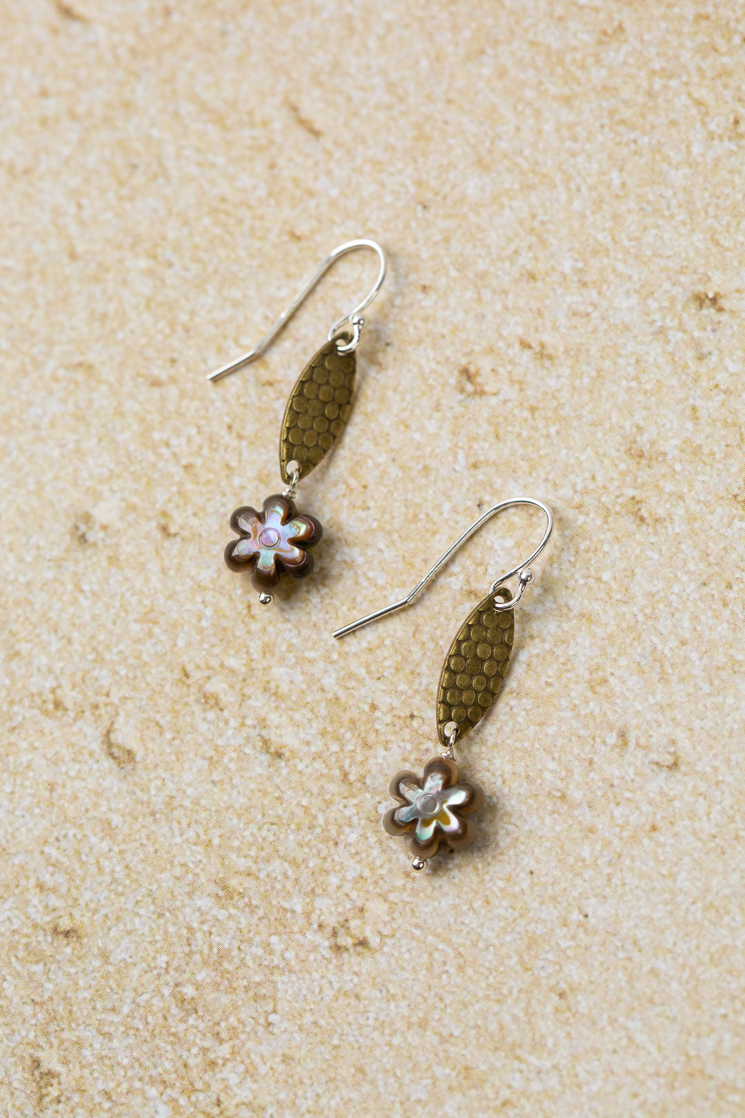 Dunes Abalone Flower Dangle Earrings