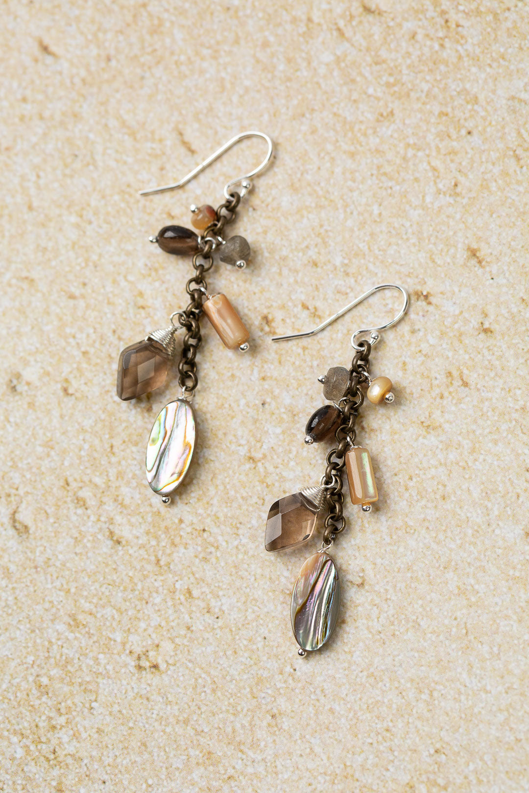 Dunes Labradorite With Abalone Cluster Earrings