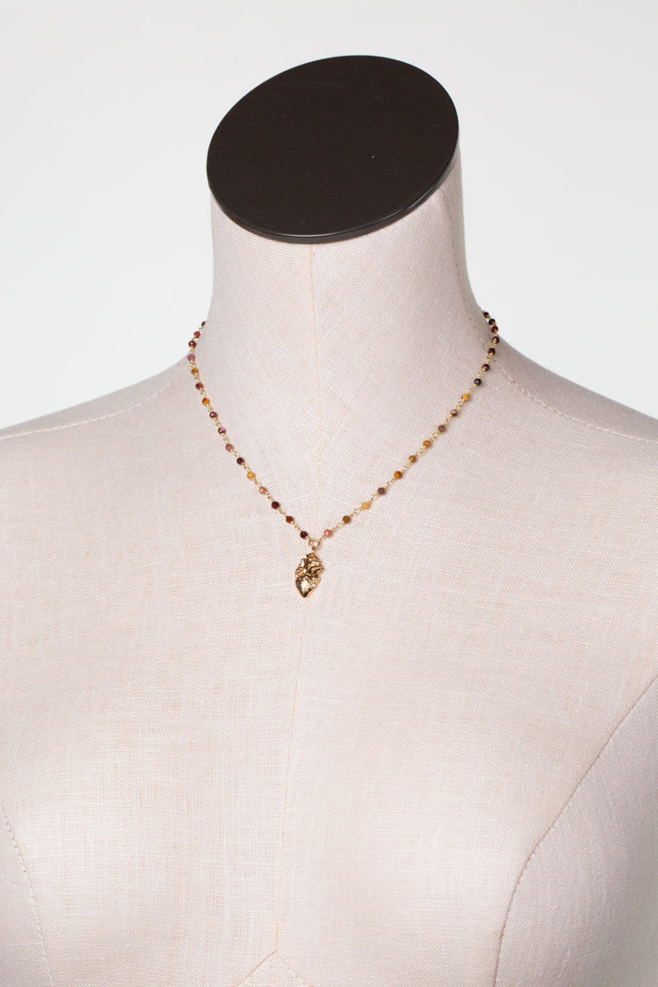 Dominion 15.5-17.5" Mookaite With Anatomical Heart Pendant Simple Necklace