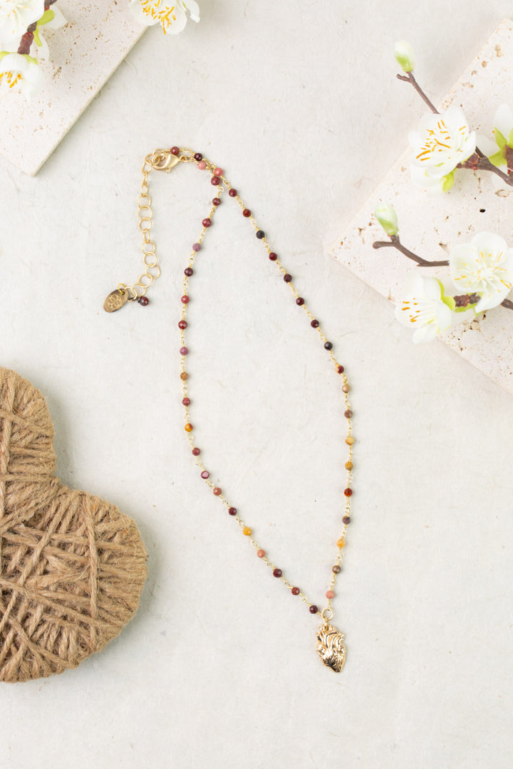 Dominion 15.5-17.5" Mookaite With Anatomical Heart Pendant Simple Necklace