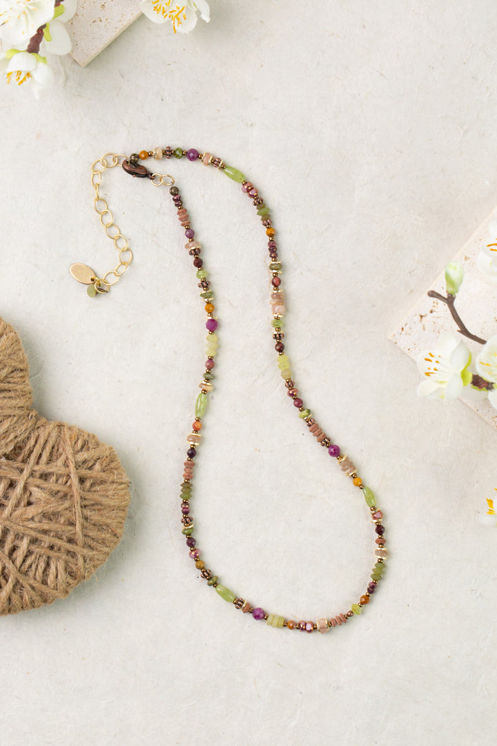 Dominion 16.5-18.5" Mookaite, Peridot, Copper Findings Simple Necklace