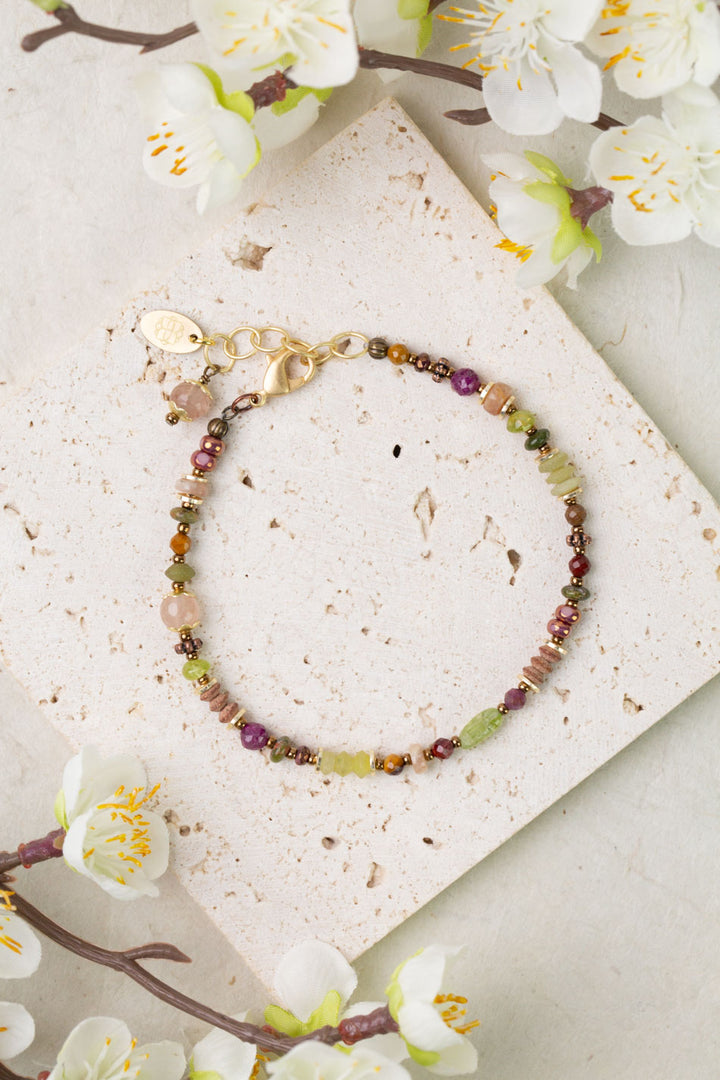 Dominion 7.5-8.5" Muscovite, Peridot, Ruby Simple Bracelet