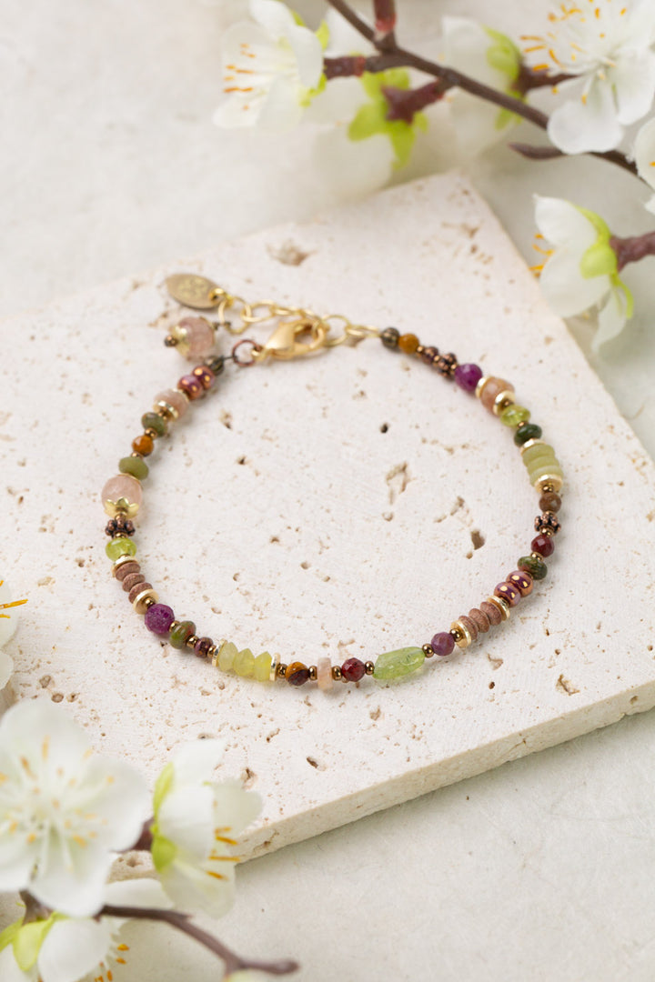 Dominion 7.5-8.5" Muscovite, Peridot, Ruby Simple Bracelet