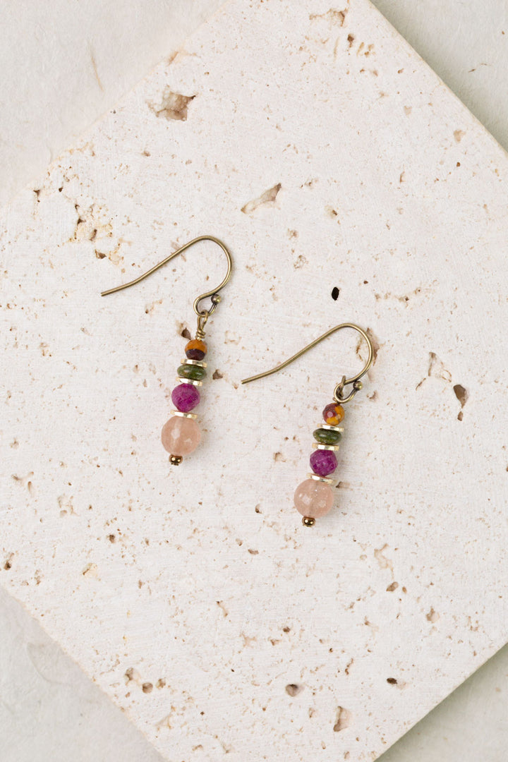 Dominion Muscovite, Ruby, Unakite Simple Earrings