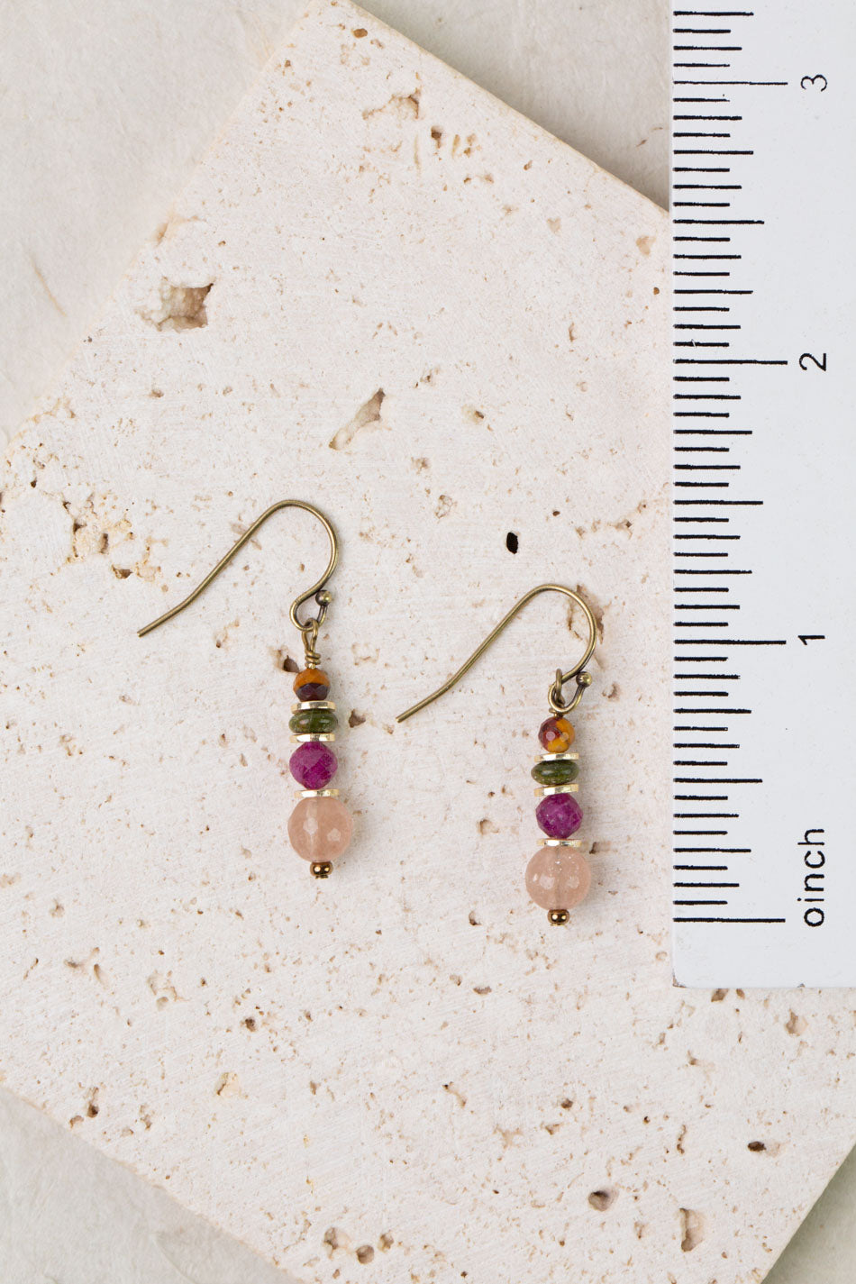 Dominion Muscovite, Ruby, Unakite Simple Earrings