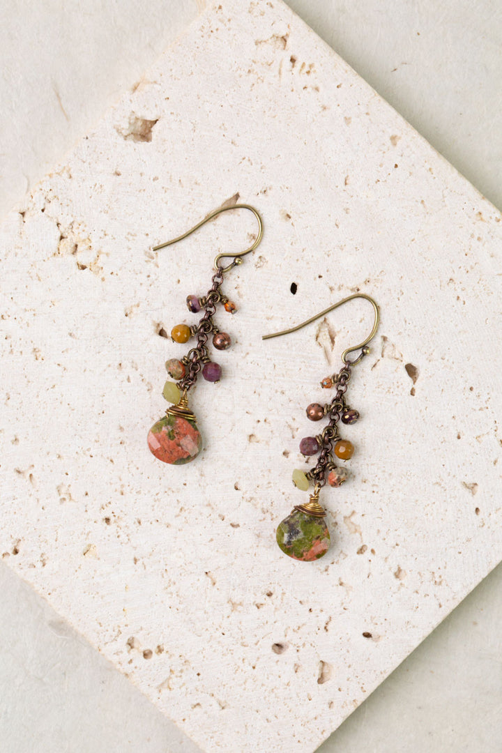 Dominion Unakite, Afghan Jade, Mookaite Cluster Earrings