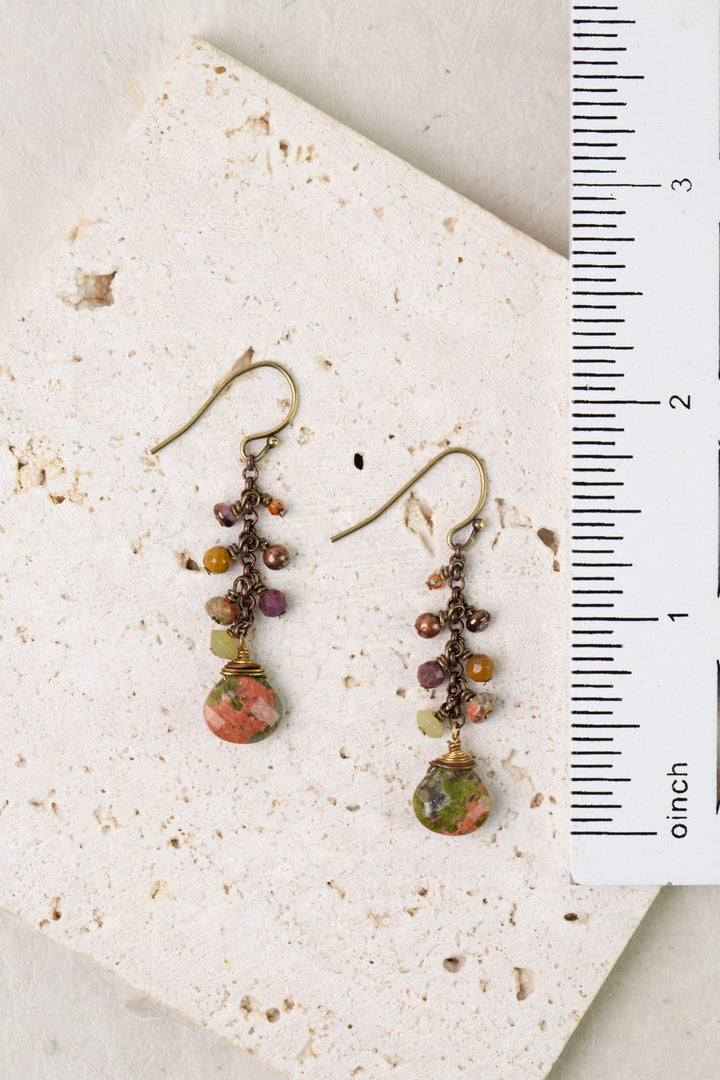 Dominion Unakite, Afghan Jade, Mookaite Cluster Earrings