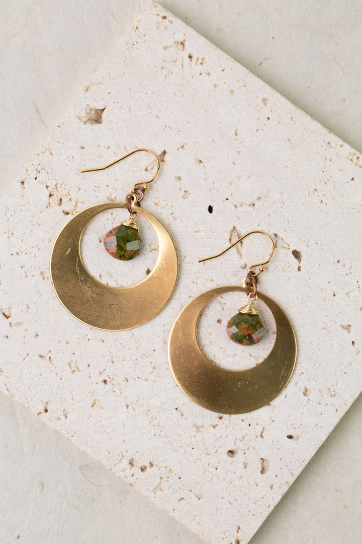 Dominion Brass With Unakite Statement Earrings