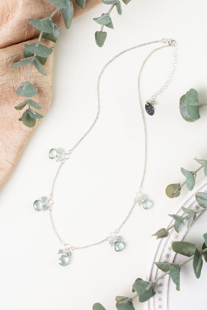 Dewdrop 16-18" Apatite, Quartz Simple Necklace