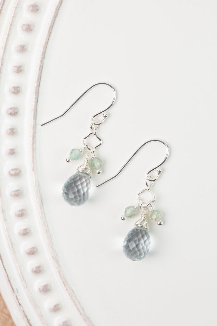 Dewdrop Apatite, Quartz Dangle Earrings