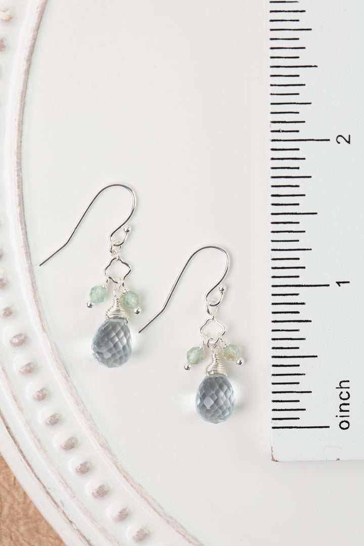 Dewdrop Apatite, Quartz Dangle Earrings