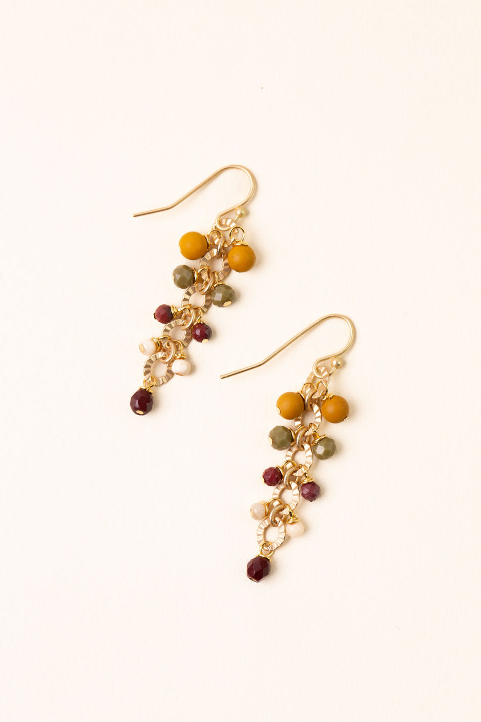 Ember Czech Glass, Mookaite Cluster Earrings