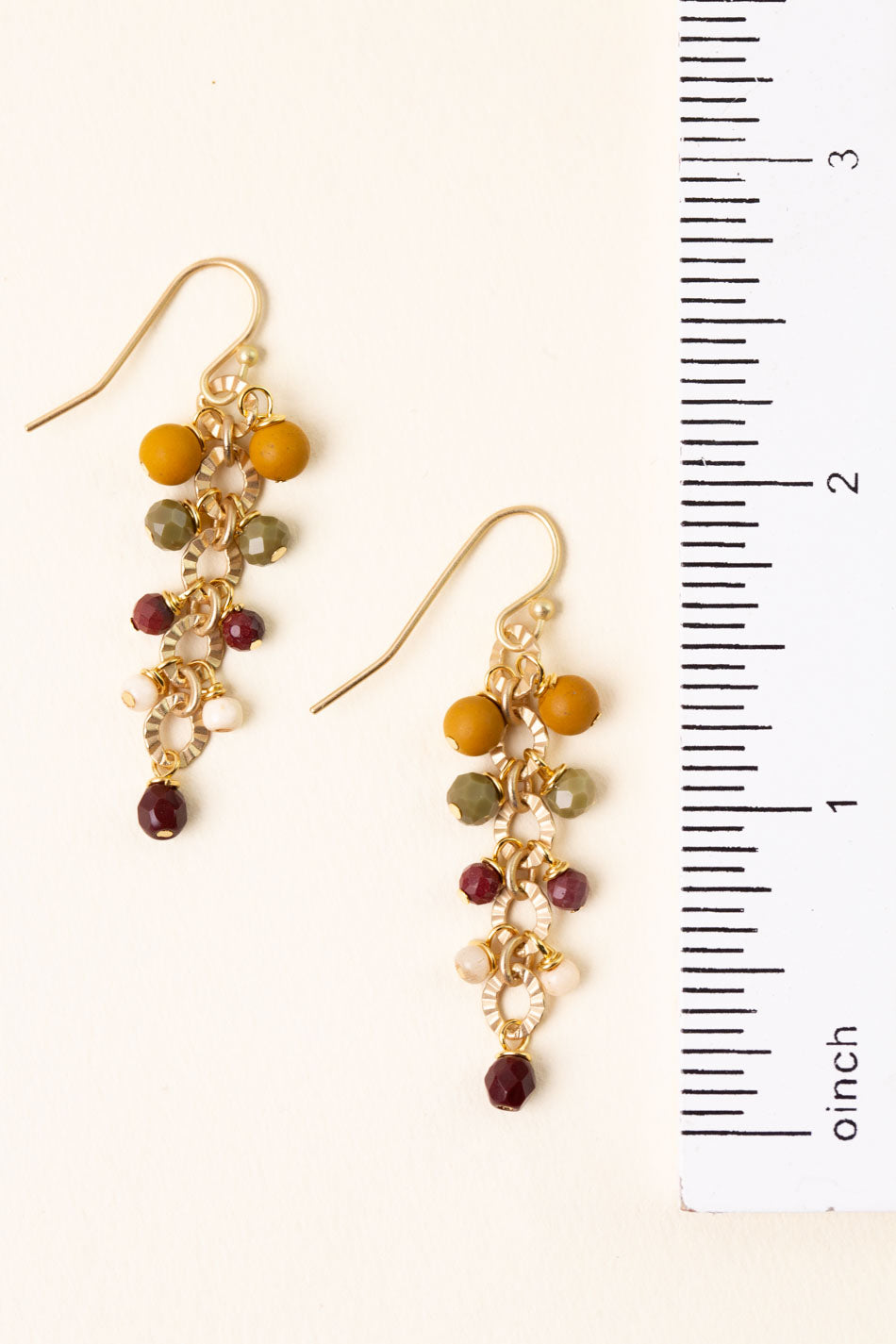 Ember Czech Glass, Mookaite Cluster Earrings