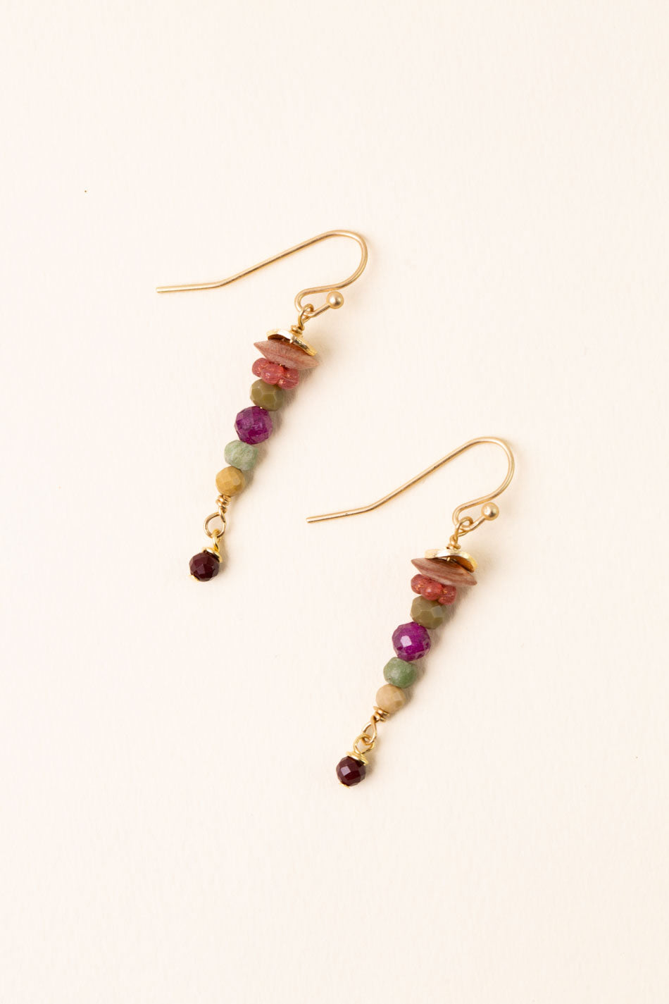 Ember Mookaite, Wood, Ruby Dangle Earrings