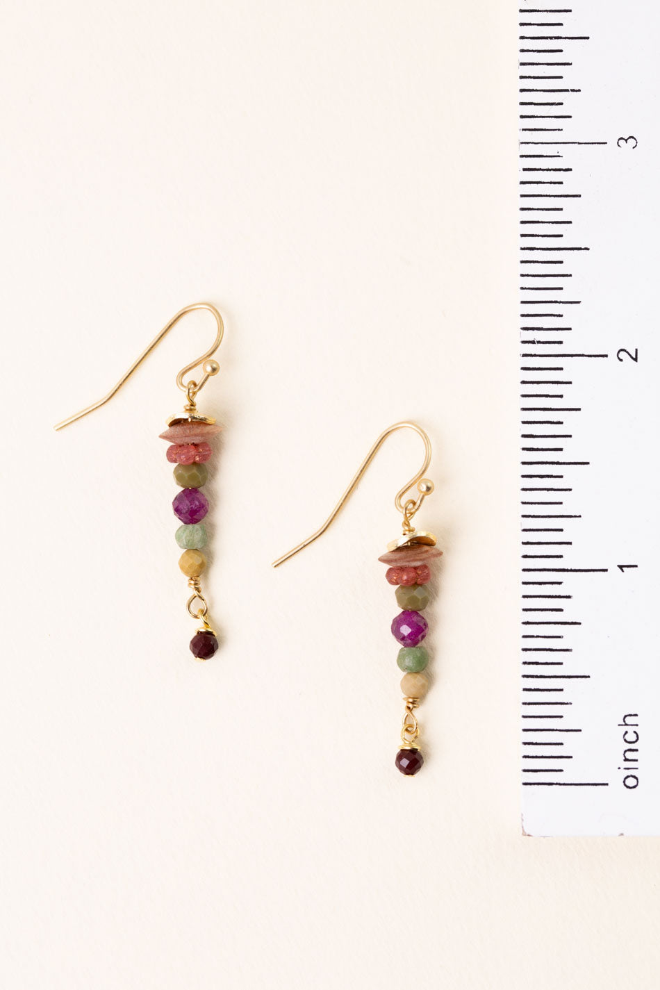 Ember Mookaite, Wood, Ruby Dangle Earrings
