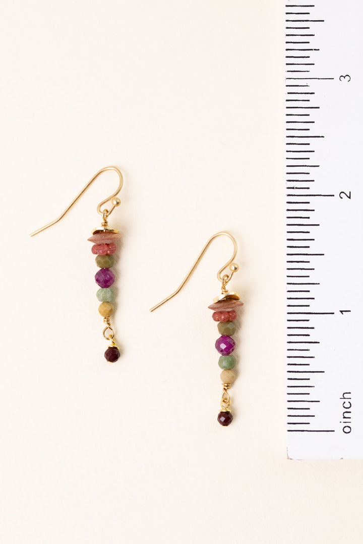 Ember Mookaite, Wood, Ruby Dangle Earrings