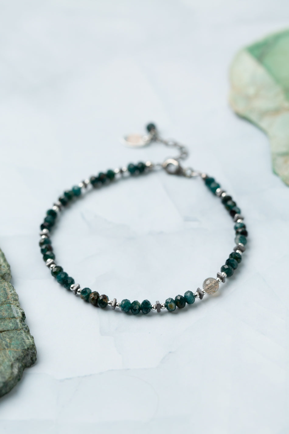 Eclipse 7-8" Labradorite, Tourmaline Simple Bracelet