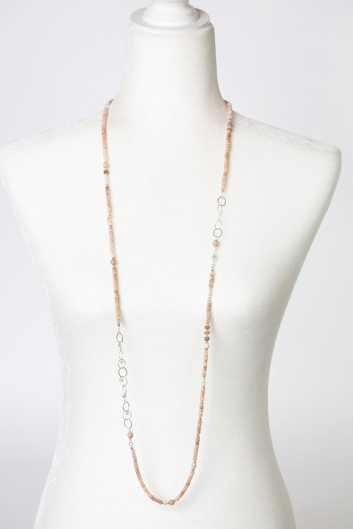 Embrace 43.5-45.5" Freshwater Pearl, Pink Opal, Moonstone Collage Necklace