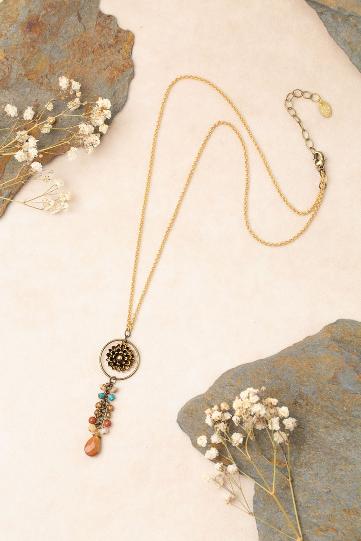 Enlighten 23-25" Czech Glass Flower Tassel Necklace