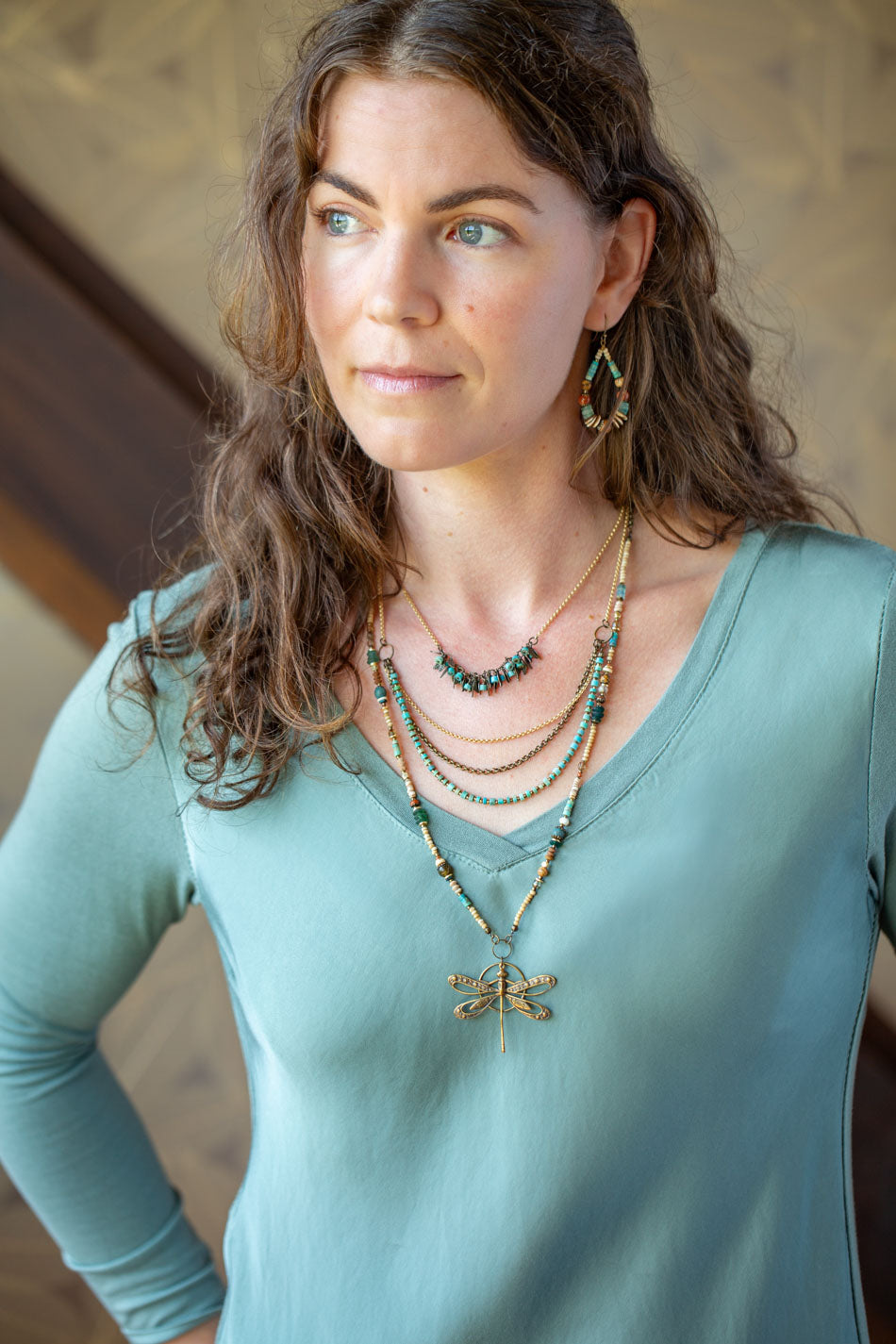 Enlighten 18.5-20.5" Turquoise Chips Multistrand Necklace