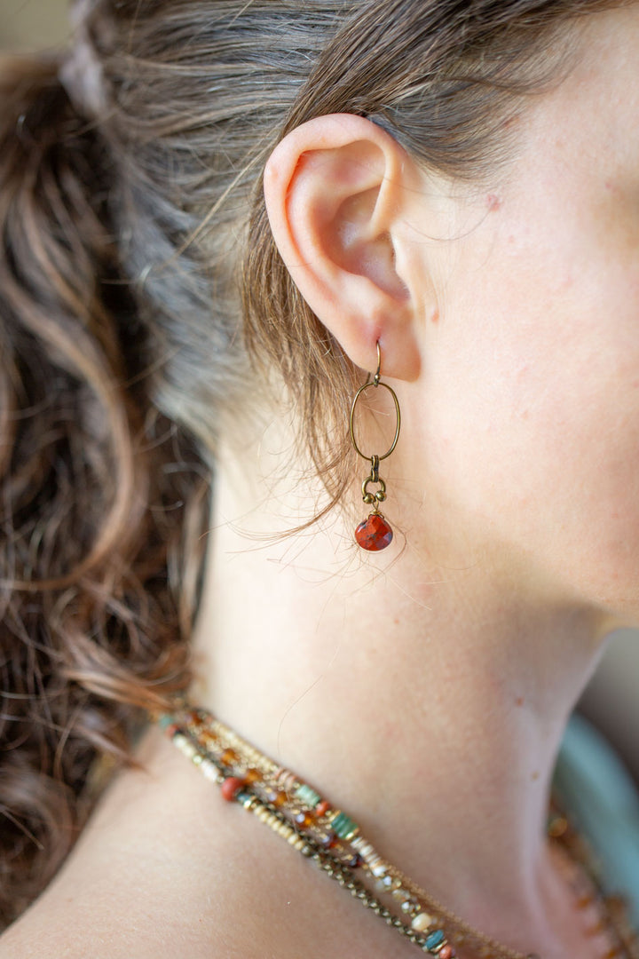 Enlighten Red Jasper Briolette Dangle Earrings