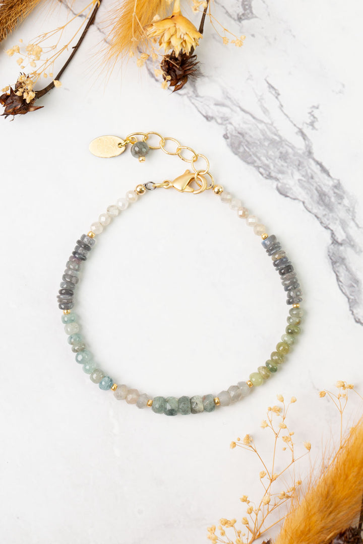 Equinox 7.5-8.5" Aquamarine, Moonstone, Labradorite Collage Bracelet