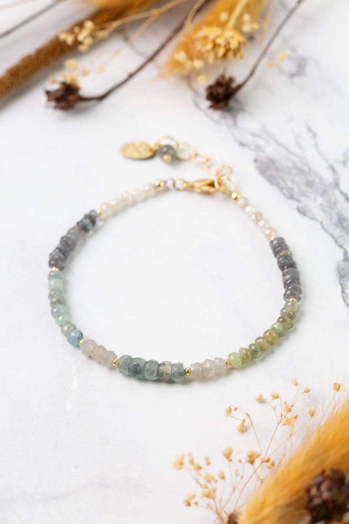 Equinox 7.5-8.5" Aquamarine, Moonstone, Labradorite Collage Bracelet