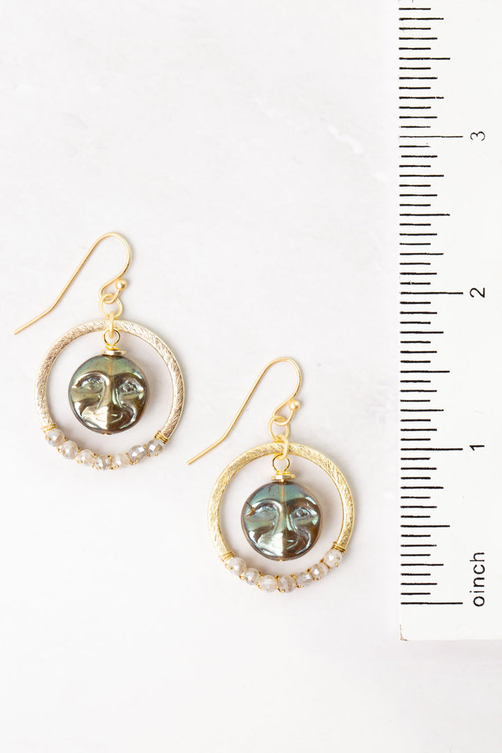 Equinox Moonstone, Czech Glass Statement Earrings