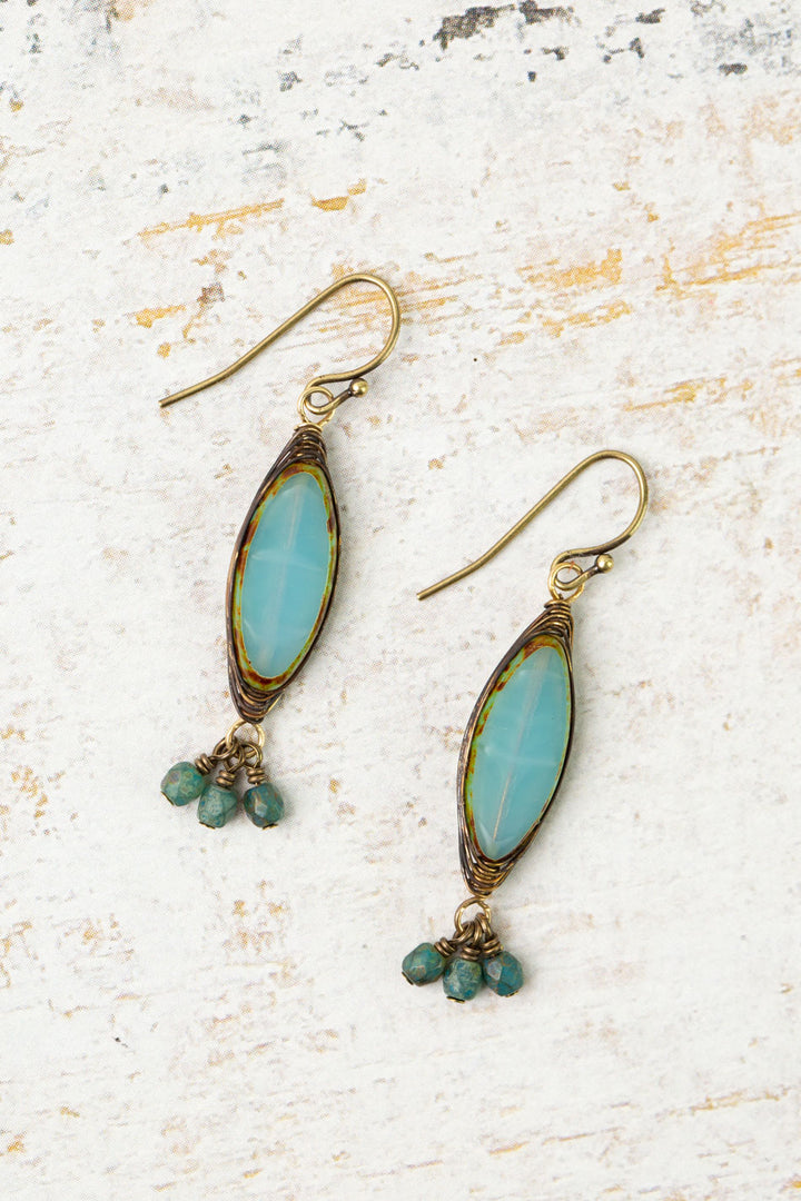 Earthen Czech Glass Herringbone Earrings