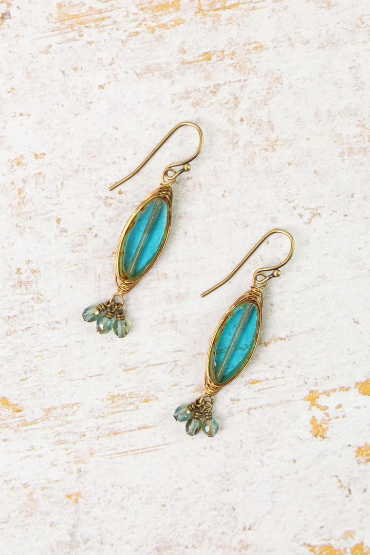 Earthen Czech Glass Herringbone Earrings