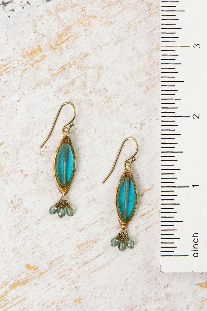Earthen Czech Glass Herringbone Earrings