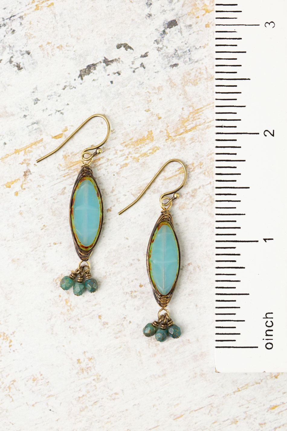 Earthen Czech Glass Herringbone Earrings