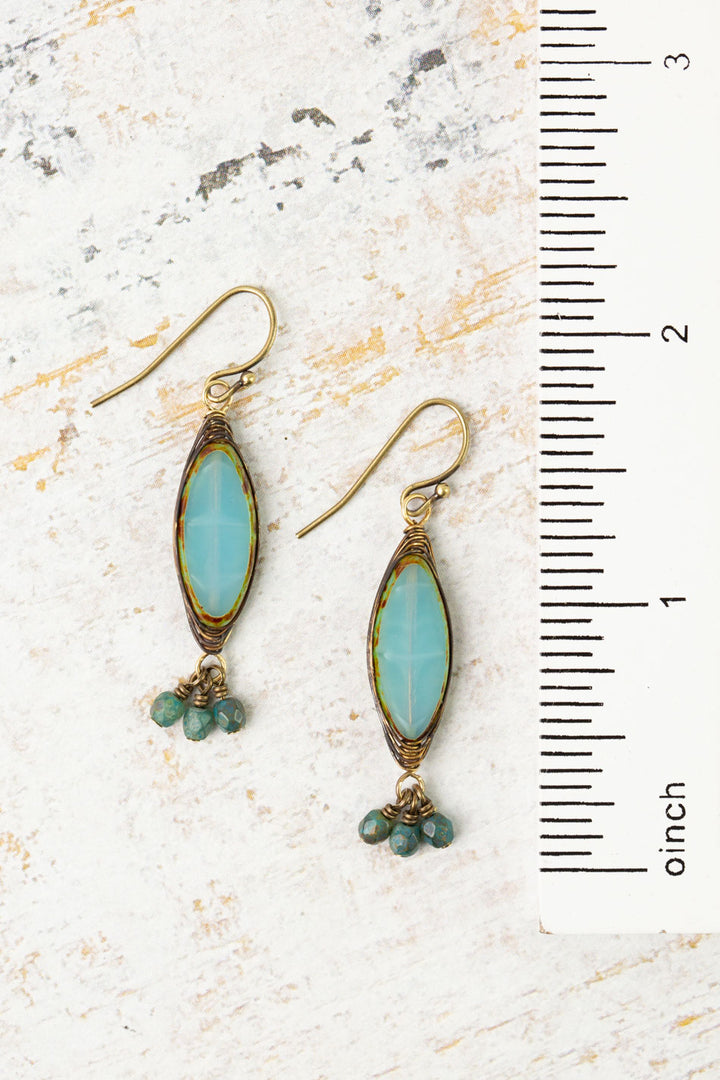 Earthen Czech Glass Herringbone Earrings