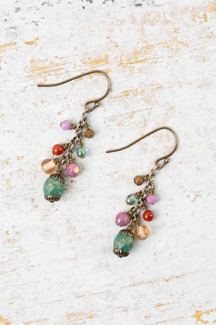 Earthen Czech Glass Cluster Earrings