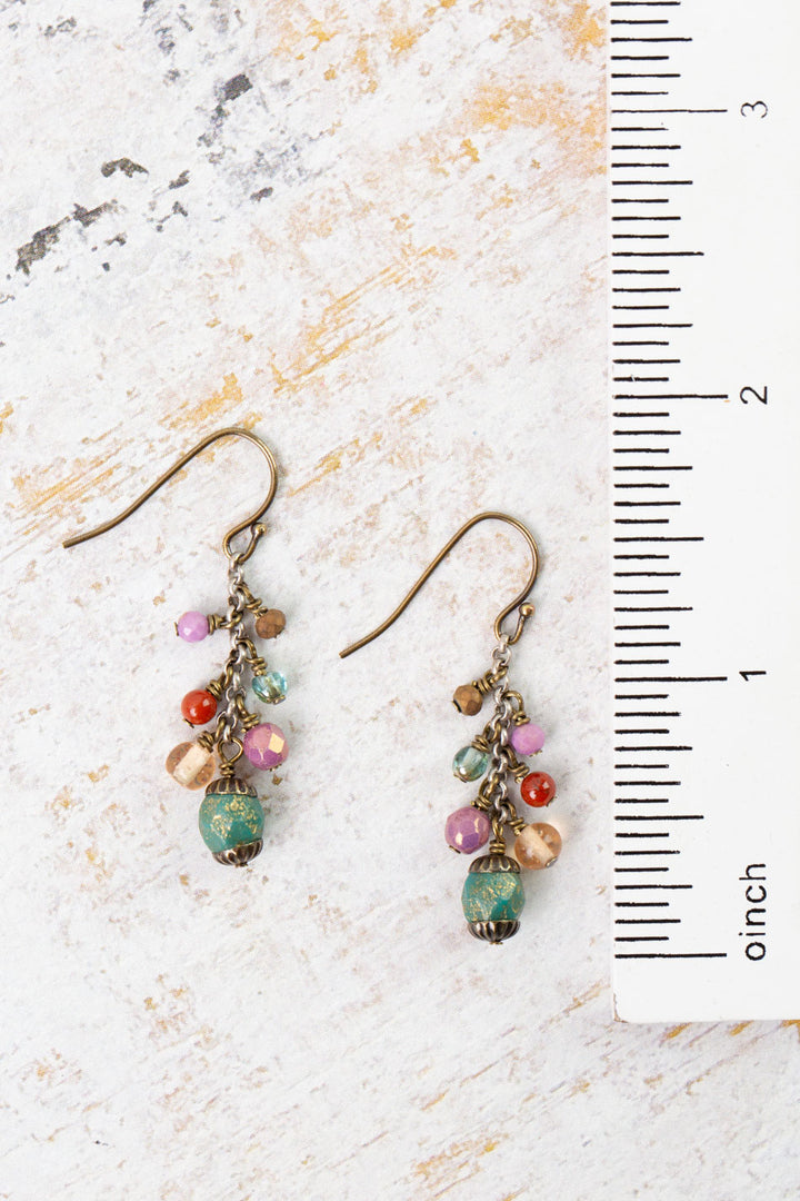 Earthen Czech Glass Cluster Earrings