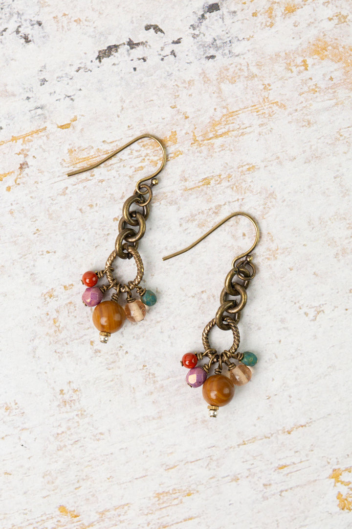 Earthen Czech Glass with Jasper Dangle Earrings