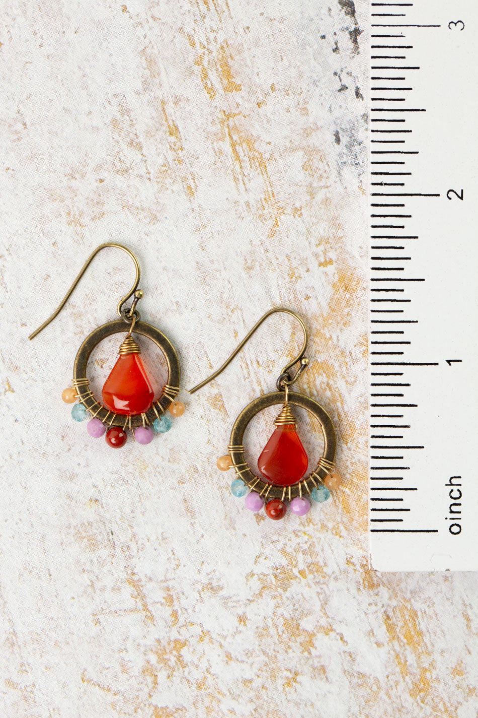 Earthen Red Jasper, Carnelian Briolette, Amazonite Statement Earrings