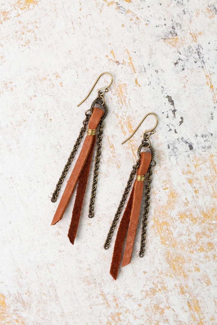 Earthen Leather Tassel Earrings