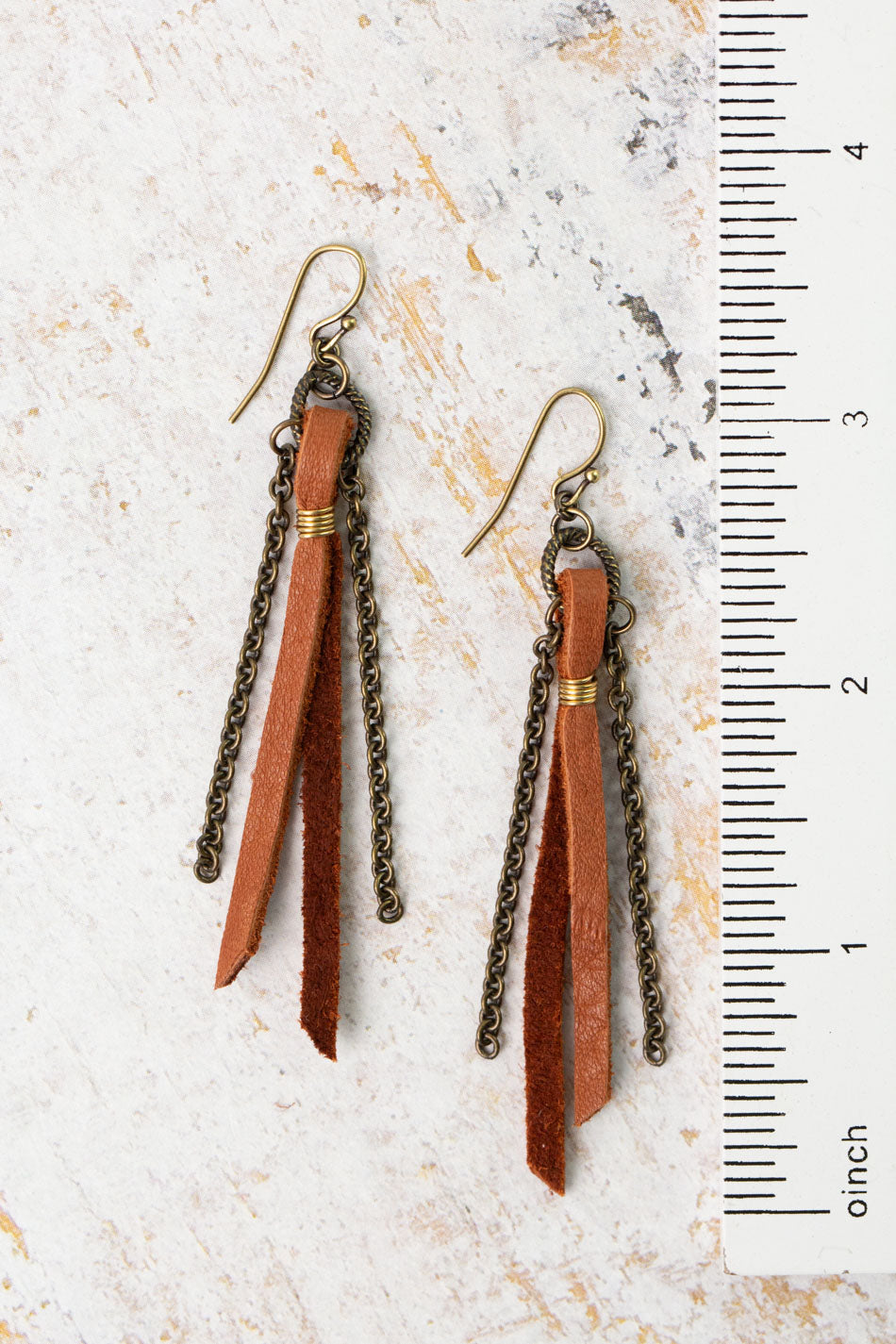 Earthen Leather Tassel Earrings