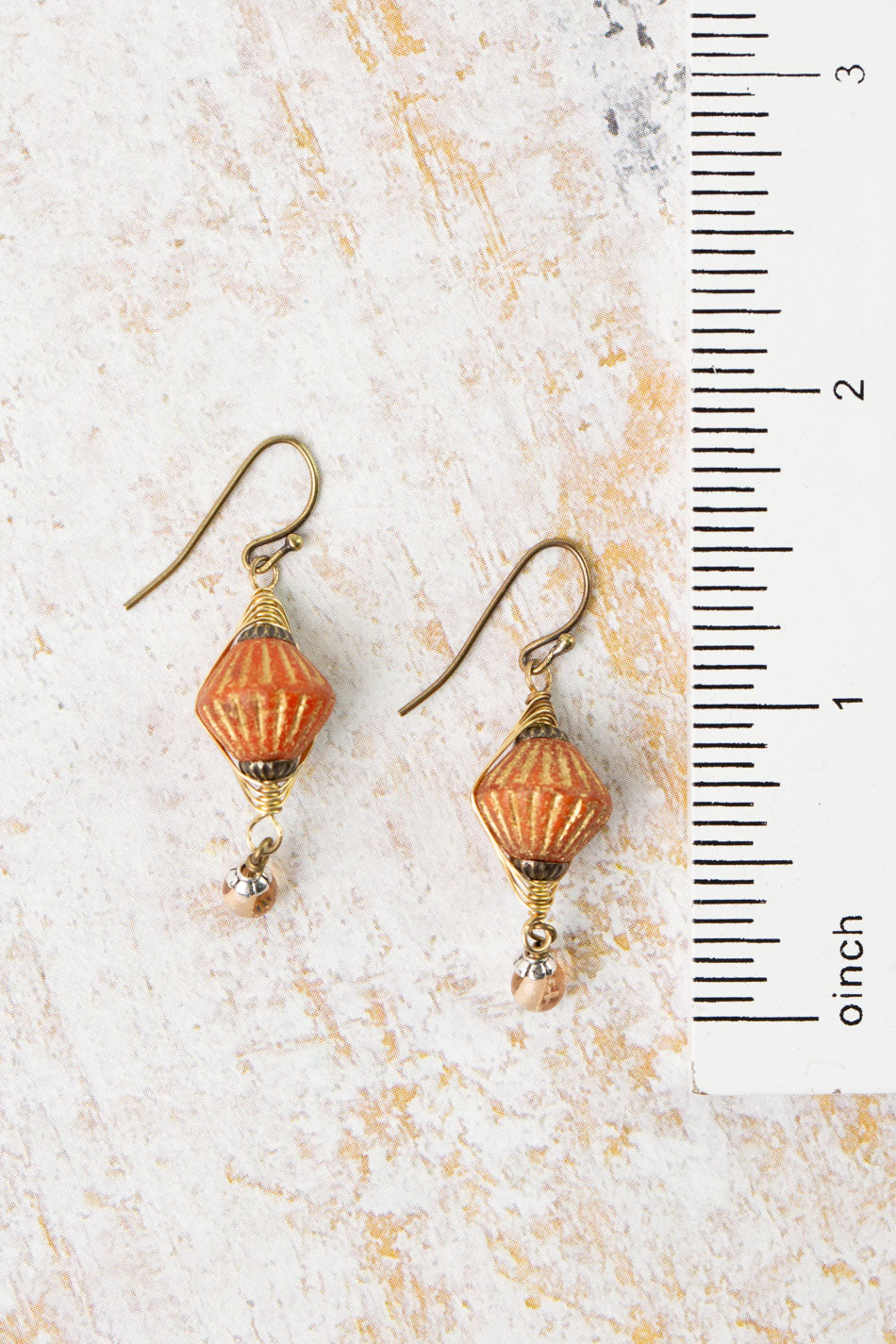 Earthen Czech Glass Herringbone Earrings